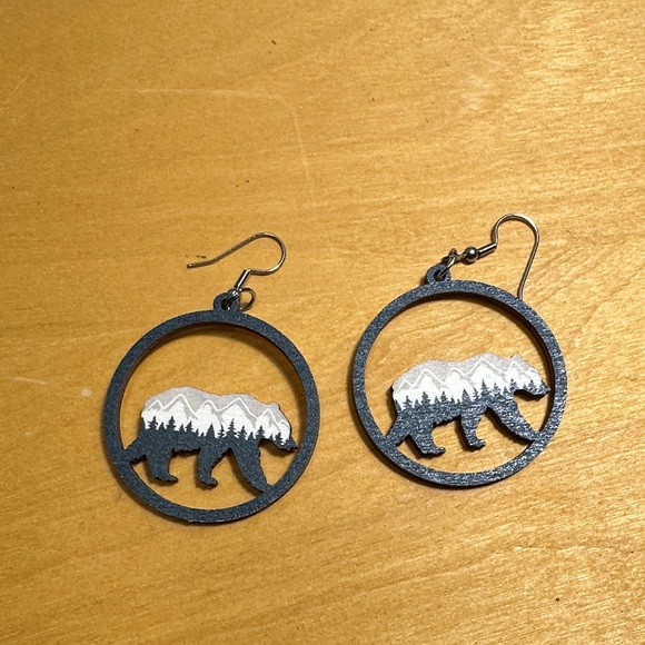 Jewelry - Bear Silhouette Earrings in Black and Silver